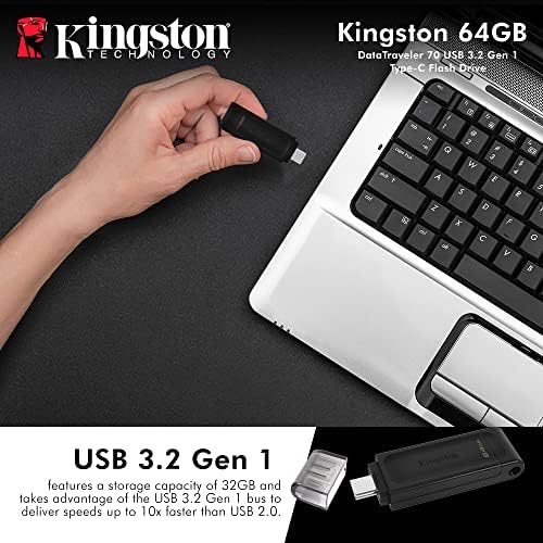Kingston 64GB DataTraveler 70 Prijenosni i lagani USB-C Flash Drive - DT70 / 64GB W / USB 3.2 Gen 1 tip-c Priključak do 5 GB / S Plus