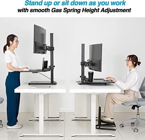 AVLT Dual 32& 34; Monitor plin proljeće podesiv po visini stojeći Desk Converter sa 28 x 18.9& 34; prostrana Worksurface Sit to