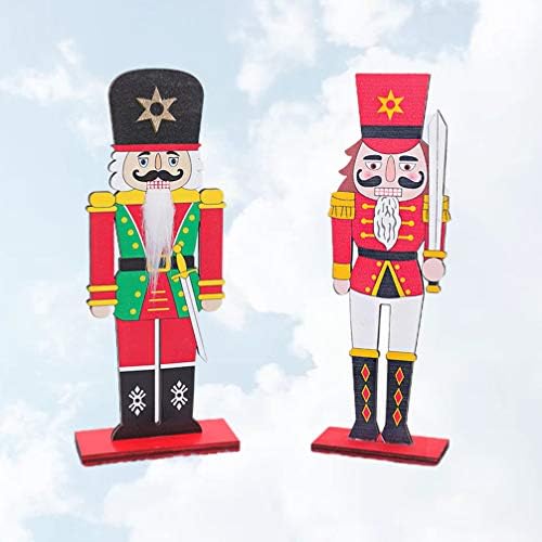 PRETYZOOM Puppets 2kom drveni Orašar Ornament Božić Nutcracker figure vojnik lutkarska igračka za Božić dekor Pupsicle