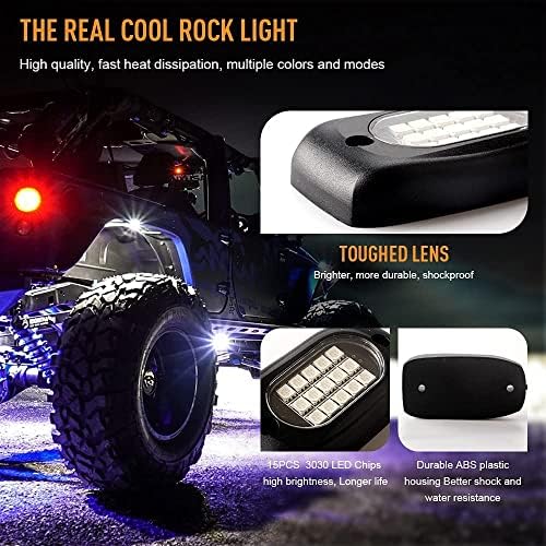 RGB LED Rock svjetla za kamione, 8pods višebojni Neonski Underglow Light Kit za kamione sa Bluetooth aplikacijom daljinsko upravljanje treperi muzički režim Točka dobro svjetlo za UTV SUV ATV RZR pribor za kamione