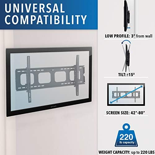 Mount-It! SILT TV nosač zidova za 40-70 inčni TV, LED ili plazma televizor s ravnim ekranom - nosivost 220 lbs - nagib za 15 stepeni,